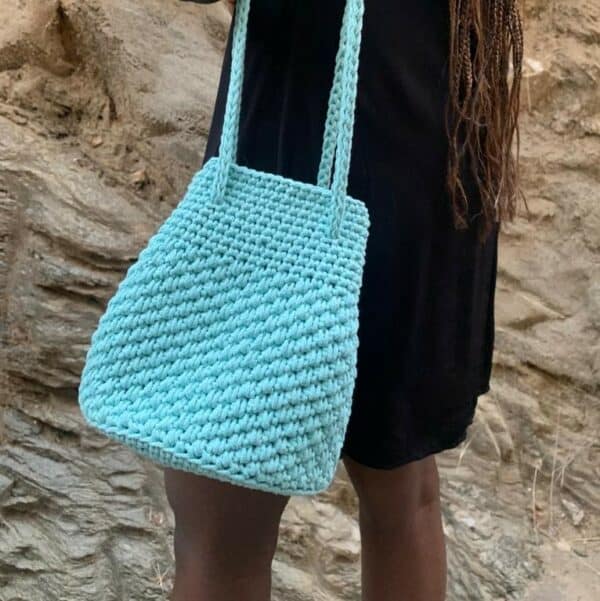 Turquoise Crochet Bucket Shoulder Bag | Arebbusch Market